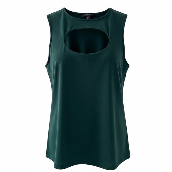Express Forest Green Sleeveless Cutout Front Top Size Medium - Picture 1 of 8